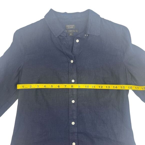 J. Crew Baird Mc Nutt Womens Irish Linen Slim Button Down Shirt Navy Blue Size 2 - Picture 7 of 16
